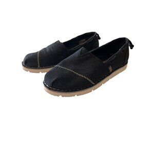BOBS Skechers Chill Flex Black Slip On Shoes Memory Foam Insoles Canvas Size 7